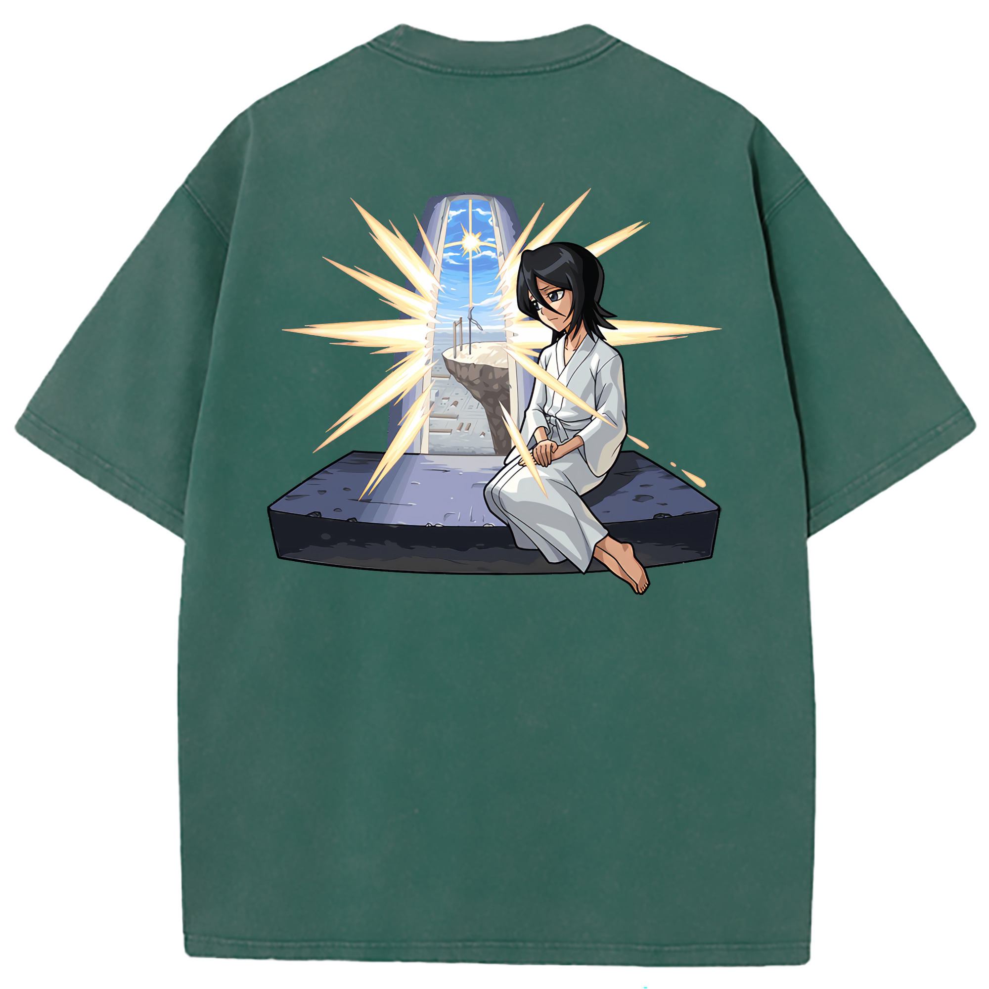 （画像用） ブリーチ 朽木ルキア BLEACH Kuchiki Rukia 綿100% ヴィンテージ風 半袖Tシャツ（背面プリント）